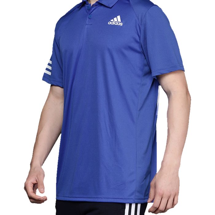 Adidas Polo 3-Stripes T-Shirt - Blue & White - 4